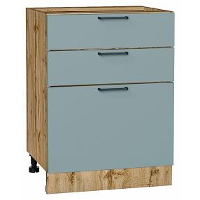 Шкаф нижний с 3-мя ящиками Флэт Grey-green In 2S/Дуб Вотан 816*600*478