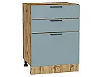Шкаф нижний с 3-мя ящиками Флэт Grey-green In 2S/Дуб Вотан 816*600*478