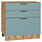 Шкаф нижний с 3-мя ящиками Флэт Grey-green In 2S/Дуб Вотан 816*800*478 Шкаф нижний с 3-мя ящиками Флэт Grey-green In 2S/Дуб Вотан 816*800*478