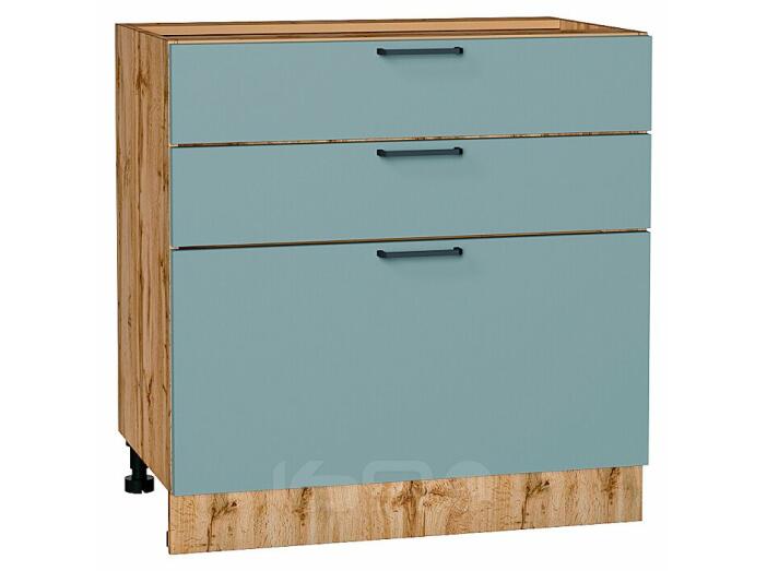 Шкаф нижний с 3-мя ящиками Флэт Grey-green In 2S/Дуб Вотан 816*800*478