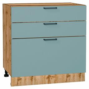 Шкаф нижний с 3-мя ящиками Флэт Grey-green In 2S/Дуб Вотан 816*800*478