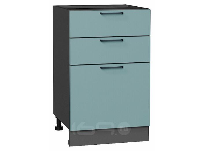 Шкаф нижний с 3-мя ящиками Флэт Grey-green In 2S/Graphite 816*500*478