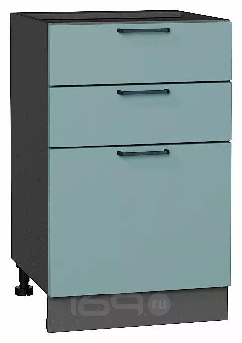 Шкаф нижний с 3-мя ящиками Флэт Grey-green In 2S/Graphite 816*500*478