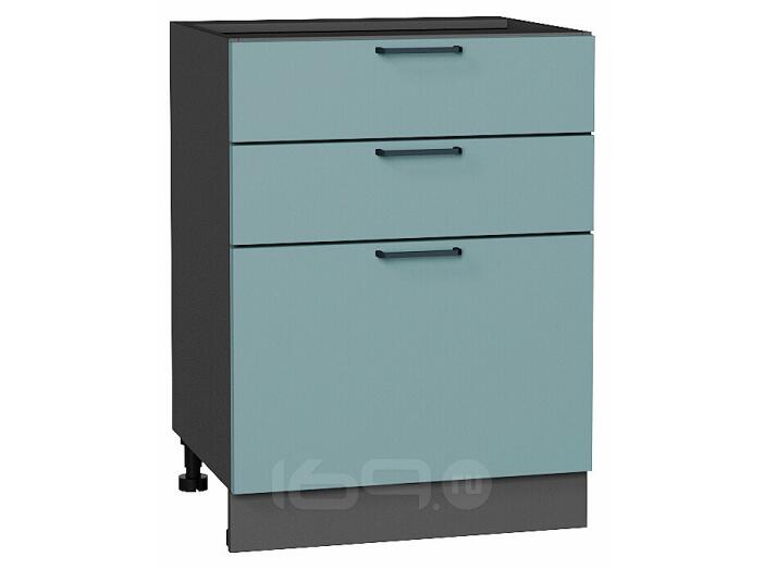 Шкаф нижний с 3-мя ящиками Флэт Grey-green In 2S/Graphite 816*600*478