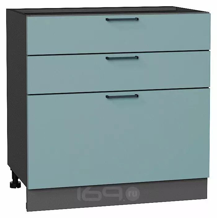 Шкаф нижний с 3-мя ящиками Флэт Grey-green In 2S/Graphite 816*800*478