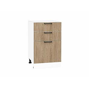 Шкаф нижний с 3-мя ящиками Флэт Natural Casella Oak 2S/Белый 816*500*478