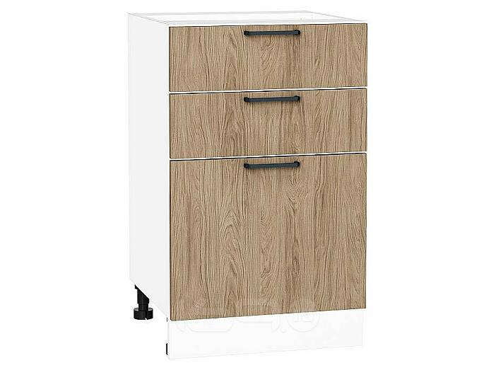 Шкаф нижний с 3-мя ящиками Флэт Natural Casella Oak 2S/Белый 816*500*478