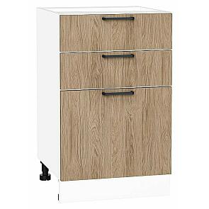 Шкаф нижний с 3-мя ящиками Флэт Natural Casella Oak 2S/Белый 816*500*478