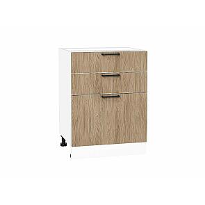 Шкаф нижний с 3-мя ящиками Флэт Natural Casella Oak 2S/Белый 816*600*478