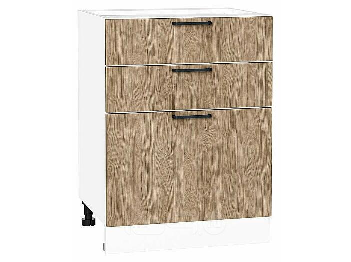 Шкаф нижний с 3-мя ящиками Флэт Natural Casella Oak 2S/Белый 816*600*478