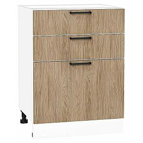 Шкаф нижний с 3-мя ящиками Флэт Natural Casella Oak 2S/Белый 816*600*478