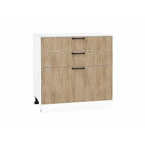 Шкаф нижний с 3-мя ящиками Флэт Natural Casella Oak 2S/Белый 816*800*478