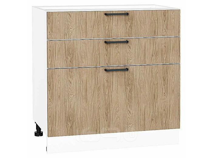 Шкаф нижний с 3-мя ящиками Флэт Natural Casella Oak 2S/Белый 816*800*478