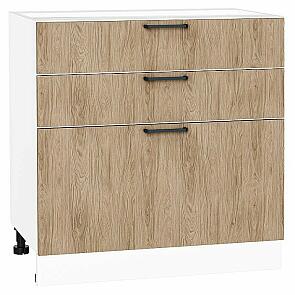 Шкаф нижний с 3-мя ящиками Флэт Natural Casella Oak 2S/Белый 816*800*478
