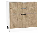 Шкаф нижний с 3-мя ящиками Флэт Natural Casella Oak 2S/Белый 816*800*478