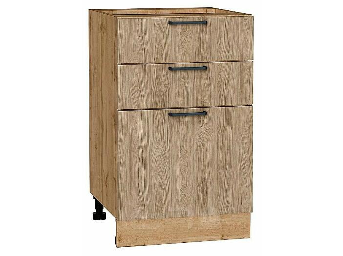 Шкаф нижний с 3-мя ящиками Флэт Natural Casella Oak 2S/Дуб Вотан 816*500*478