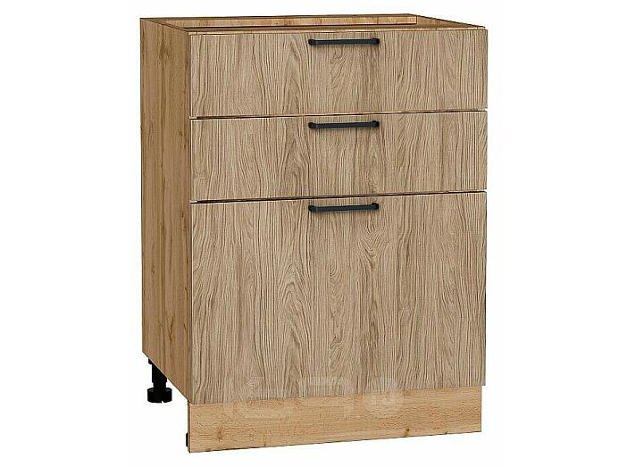 Шкаф нижний с 3-мя ящиками Флэт Natural Casella Oak 2S/Дуб Вотан 816*600*478