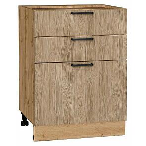 Шкаф нижний с 3-мя ящиками Флэт Natural Casella Oak 2S/Дуб Вотан 816*600*478