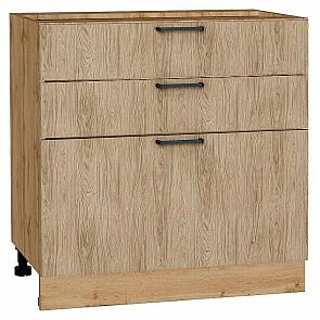 Шкаф нижний с 3-мя ящиками Флэт Natural Casella Oak 2S/Дуб Вотан 816*800*478