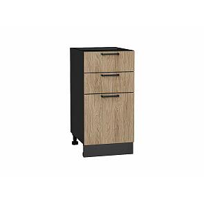Шкаф нижний с 3-мя ящиками Флэт Natural Casella Oak 2S/Graphite 816*400*478