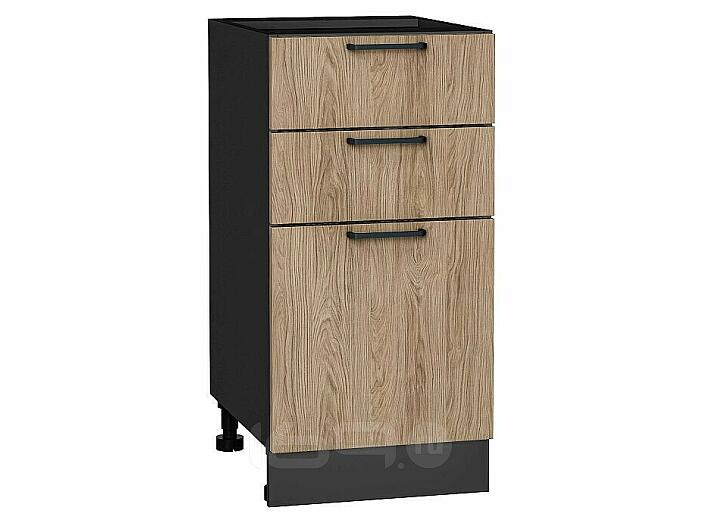Шкаф нижний с 3-мя ящиками Флэт Natural Casella Oak 2S/Graphite 816*400*478