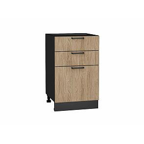 Шкаф нижний с 3-мя ящиками Флэт Natural Casella Oak 2S/Graphite 816*500*478
