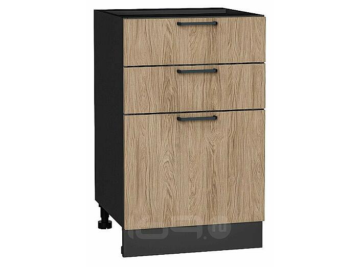 Шкаф нижний с 3-мя ящиками Флэт Natural Casella Oak 2S/Graphite 816*500*478