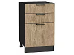 Шкаф нижний с 3-мя ящиками Флэт Natural Casella Oak 2S/Graphite 816*500*478