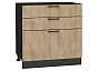 Шкаф нижний с 3-мя ящиками Флэт Natural Casella Oak 2S/Graphite 816*800*478