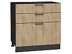 Шкаф нижний с 3-мя ящиками Флэт Natural Casella Oak 2S/Graphite 816*800*478