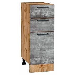 Шкаф нижний с 3-мя ящиками Флэт Temple Stone 2S/Дуб Вотан 816*300*478