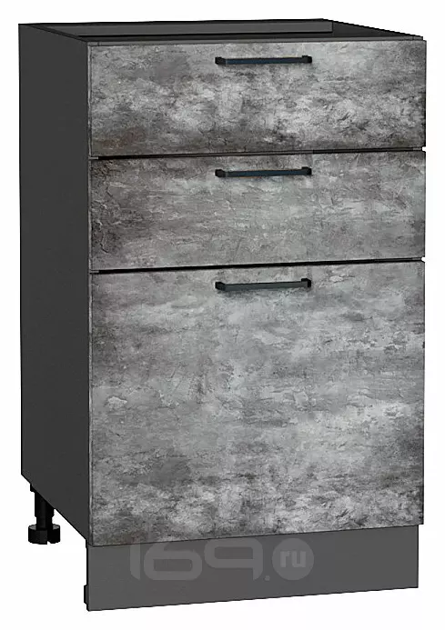 Шкаф нижний с 3-мя ящиками Флэт Temple Stone 2S/Graphite 816*500*478
