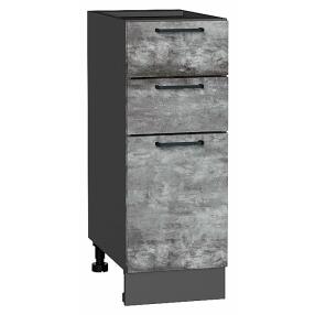 Шкаф нижний с 3-мя ящиками Флэт Temple Stone 2S/Graphite 816*300*478