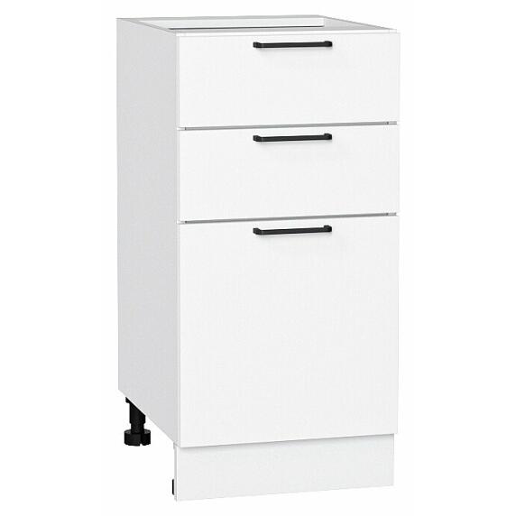 Шкаф нижний с 3-мя ящиками Флэт White In 2S/Белый 816*400*478