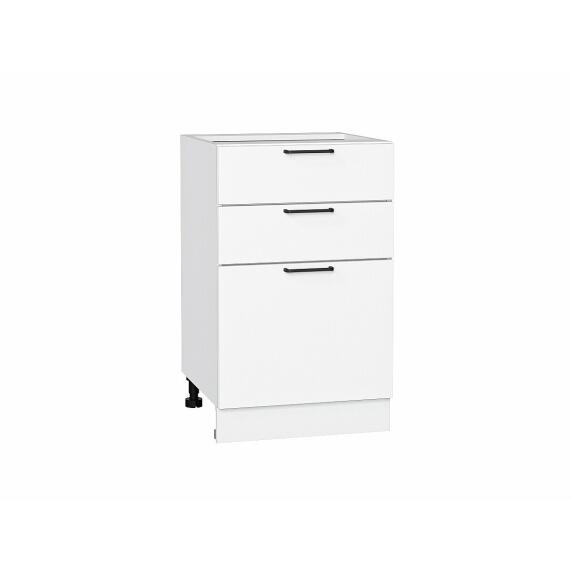 Шкаф нижний с 3-мя ящиками Флэт White In 2S/Белый 816*500*478