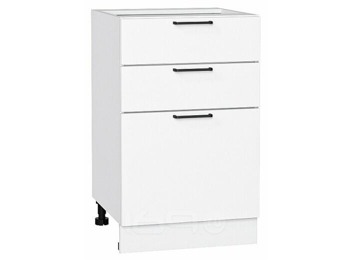 Шкаф нижний с 3-мя ящиками Флэт White In 2S/Белый 816*500*478
