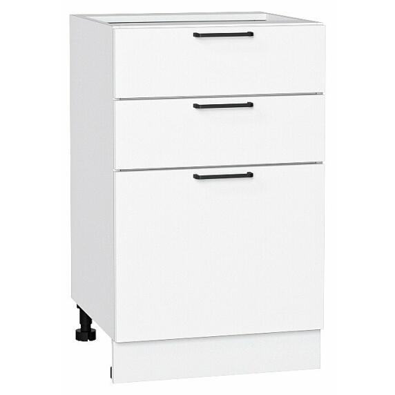 Шкаф нижний с 3-мя ящиками Флэт White In 2S/Белый 816*500*478