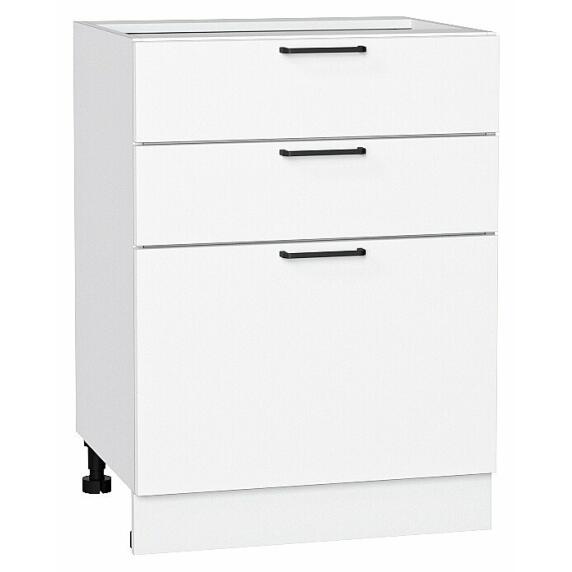 Шкаф нижний с 3-мя ящиками Флэт White In 2S/Белый 816*600*478