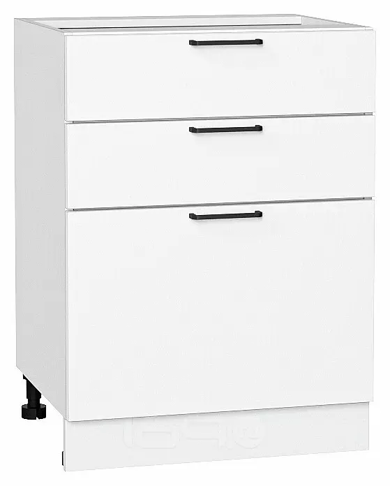 Шкаф нижний с 3-мя ящиками Флэт White In 2S/Белый 816*600*478