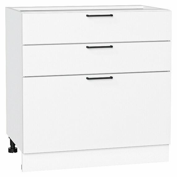 Шкаф нижний с 3-мя ящиками Флэт White In 2S/Белый 816*800*478