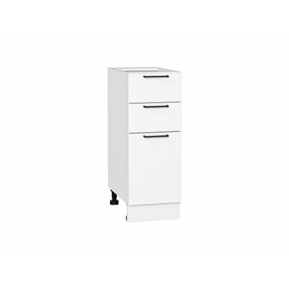Шкаф нижний с 3-мя ящиками Флэт White In 2S/Белый 816*300*478
