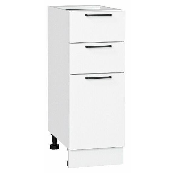 Шкаф нижний с 3-мя ящиками Флэт White In 2S/Белый 816*300*478