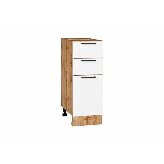 Шкаф нижний с 3-мя ящиками Флэт White In 2S/Дуб Вотан 816*300*478