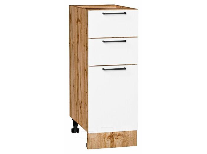 Шкаф нижний с 3-мя ящиками Флэт White In 2S/Дуб Вотан 816*300*478