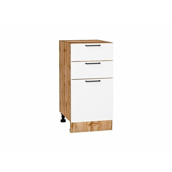 Шкаф нижний с 3-мя ящиками Флэт White In 2S/Дуб Вотан 816*400*478