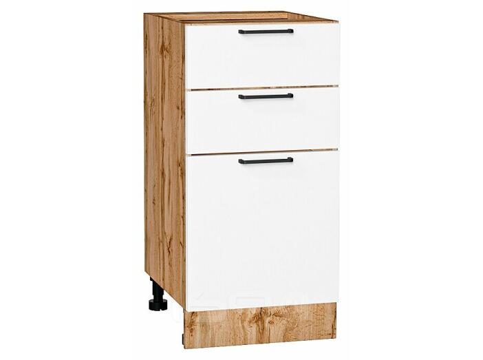 Шкаф нижний с 3-мя ящиками Флэт White In 2S/Дуб Вотан 816*400*478