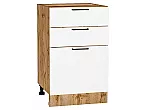 Шкаф нижний с 3-мя ящиками Флэт White In 2S/Дуб Вотан 816*500*478