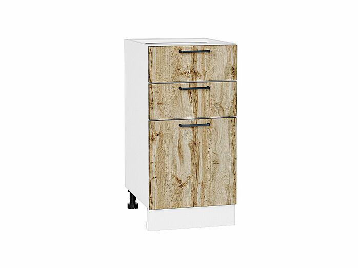 Шкаф нижний с 3-мя ящиками Флэт Wotan Oak 2S/Белый 816*400*478