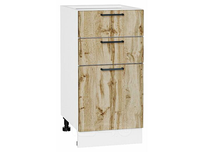 Шкаф нижний с 3-мя ящиками Флэт Wotan Oak 2S/Белый 816*400*478