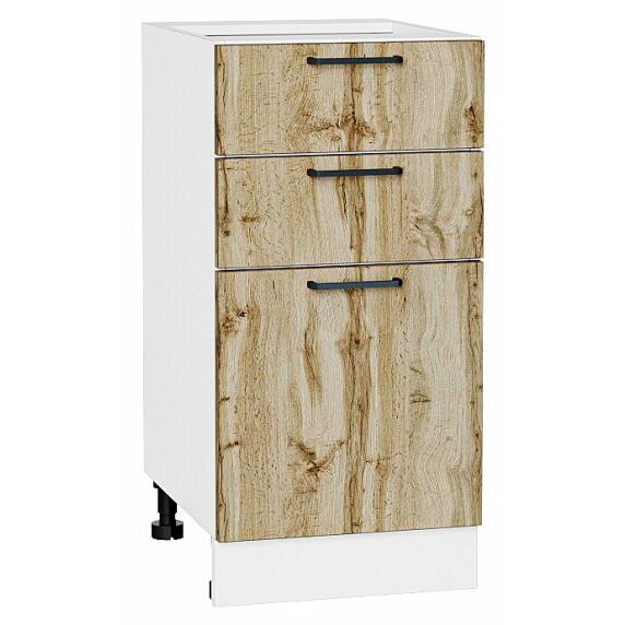 Шкаф нижний с 3-мя ящиками Флэт Wotan Oak 2S/Белый 816*400*478